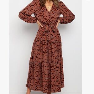 Pretty Garden Cheetah Midi Dress